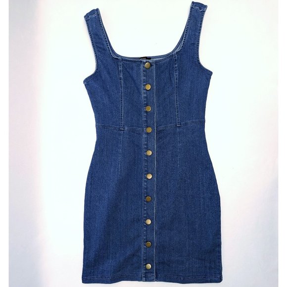 Blashe Dresses & Skirts - Blashe Cute Blue Denim Button-Front Mid-Length Bodycon Dress Size Women's Small